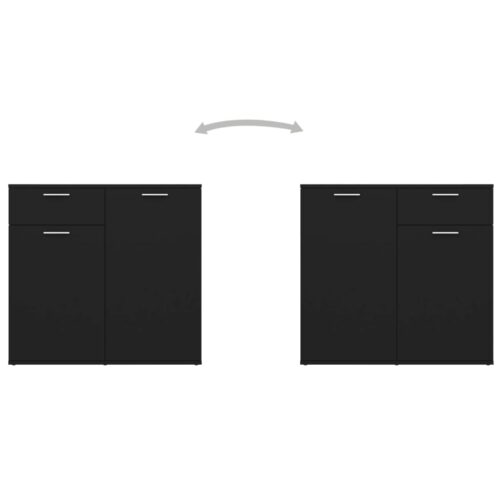 Sideboard Black 80x36x75cm Engineered Wood - Image 5