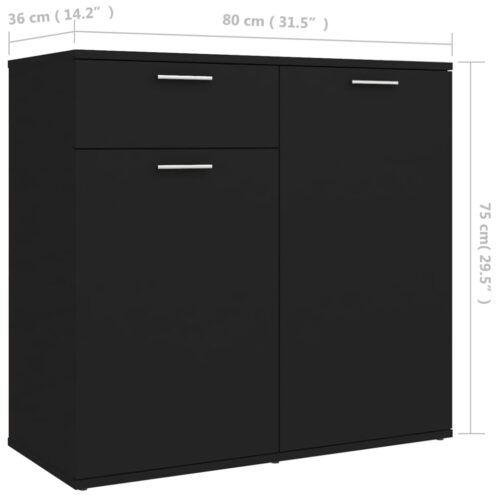 Sideboard Black 80x36x75cm Engineered Wood - Image 9