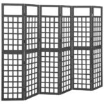 6-Panel Room Divider/Trellis Solid Fir Wood Black 242.5x180cm