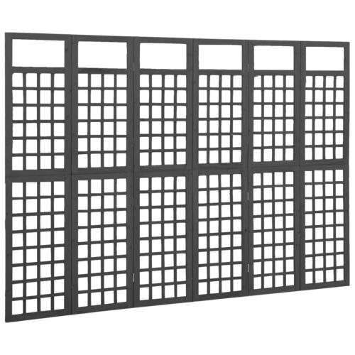 6-Panel Room Divider/Trellis Solid Fir Wood Black 242.5x180cm - Image 2