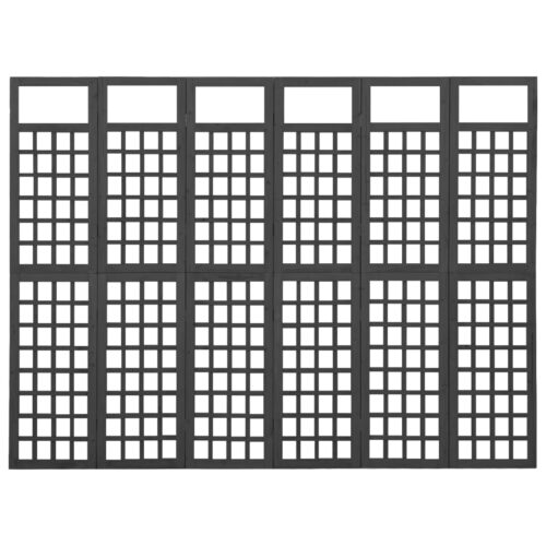 6-Panel Room Divider/Trellis Solid Fir Wood Black 242.5x180cm - Image 3