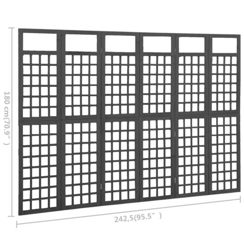 6-Panel Room Divider/Trellis Solid Fir Wood Black 242.5x180cm - Image 6