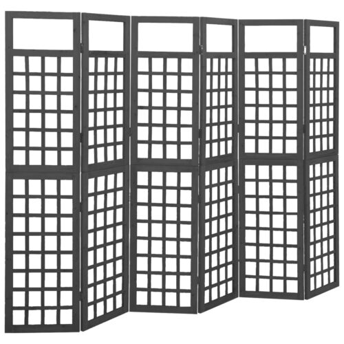 6-Panel Room Divider/Trellis Solid Fir Wood Black 242.5x180cm - Image 7