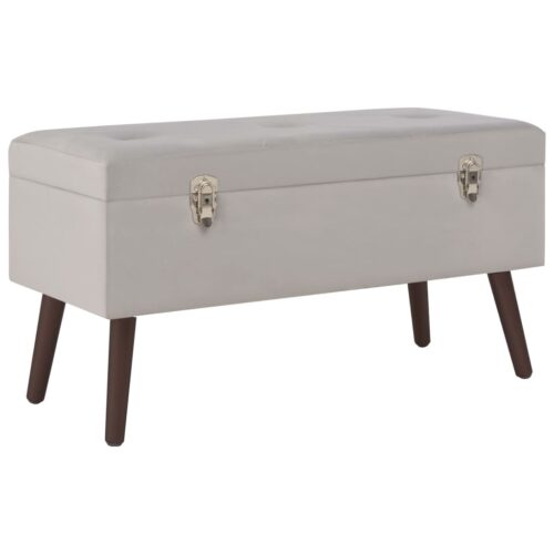 Bench with Storage Compartment Grey 80cm Velvet