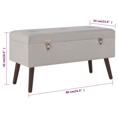 Bench with Storage Compartment Grey 80cm Velvet - Image 7