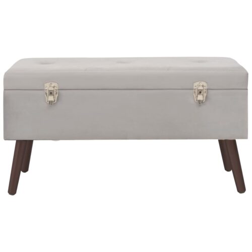Bench with Storage Compartment Grey 80cm Velvet - Image 3
