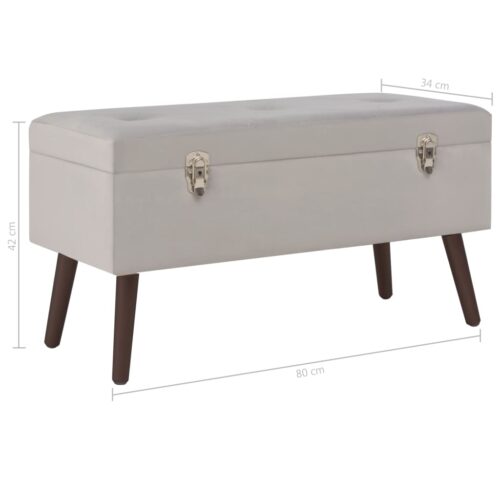 Bench with Storage Compartment Grey 80cm Velvet - Image 7