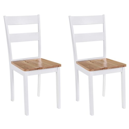 Dining Chairs 2pcs White Solid Rubber Wood