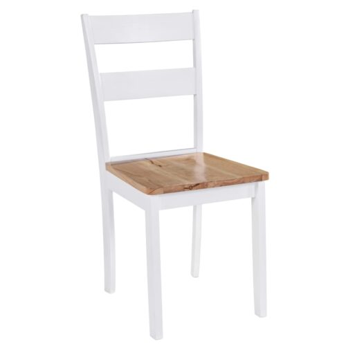 Dining Chairs 2pcs White Solid Rubber Wood - Image 3