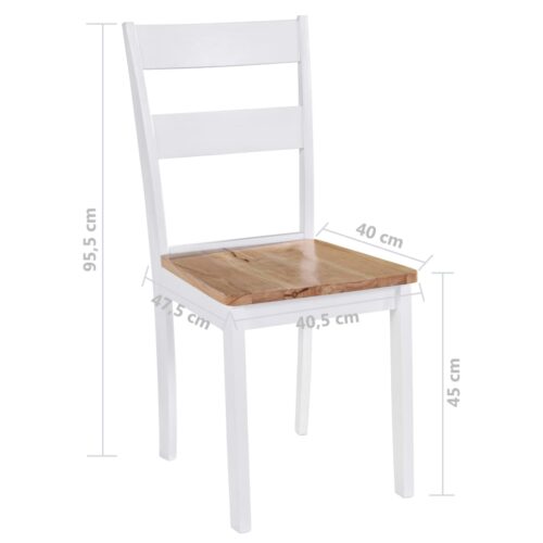Dining Chairs 2pcs White Solid Rubber Wood - Image 6