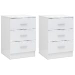 Bedside Cabinets 2pcs High Gloss White 38x35x56cm Engineered Wood