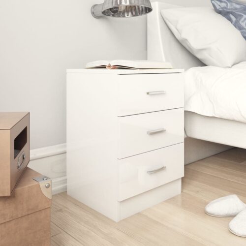 Bedside Cabinets 2pcs High Gloss White 38x35x56cm Engineered Wood - Image 2