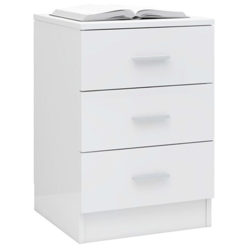 Bedside Cabinets 2pcs High Gloss White 38x35x56cm Engineered Wood - Image 4