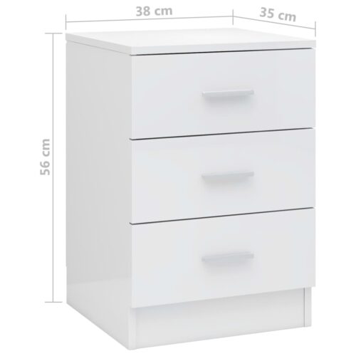 Bedside Cabinets 2pcs High Gloss White 38x35x56cm Engineered Wood - Image 7