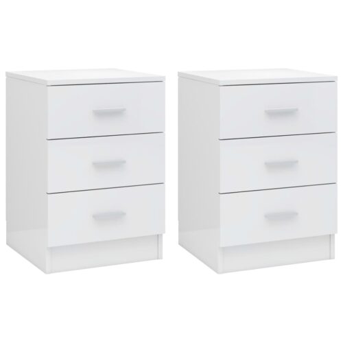 Bedside Cabinets 2pcs High Gloss White 38x35x56cm Engineered Wood - Image 8