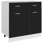 Drawer Bottom Cabinet Black 80x46x81.5cm Engineered Wood