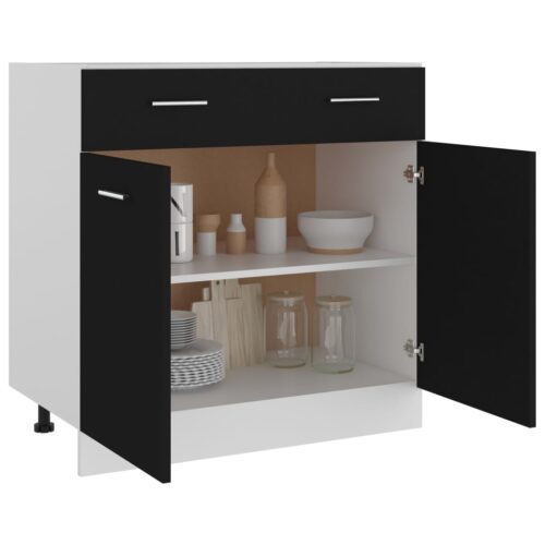 Drawer Bottom Cabinet Black 80x46x81.5cm Engineered Wood - Image 4