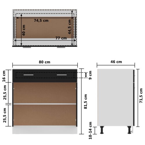 Drawer Bottom Cabinet Black 80x46x81.5cm Engineered Wood - Image 10