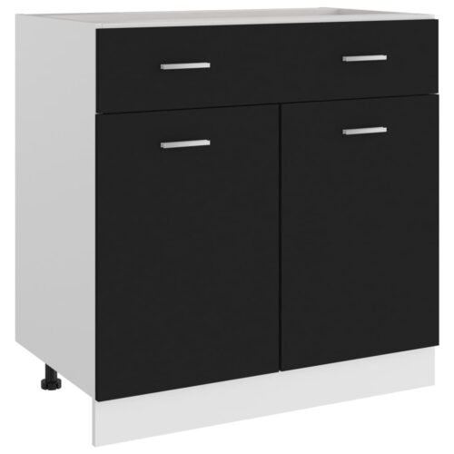 Drawer Bottom Cabinet Black 80x46x81.5cm Engineered Wood - Image 12
