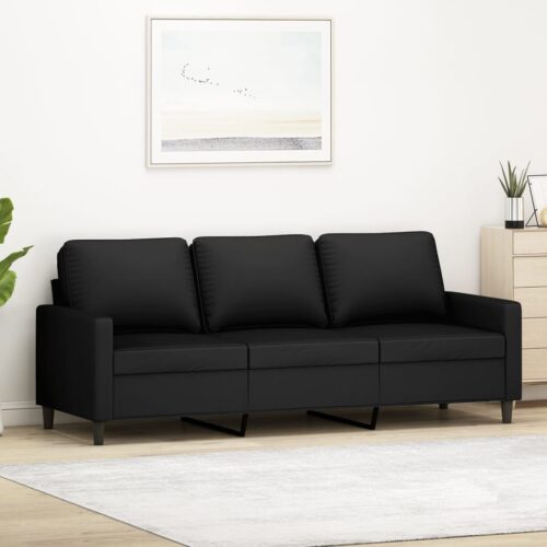 3-Seater Sofa Black 180cm Velvet