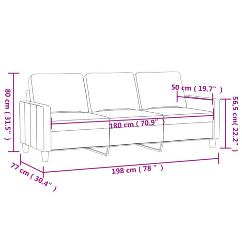 3-Seater Sofa Black 180cm Velvet - Image 8
