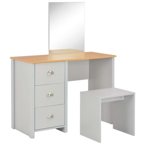 Dressing Table with Mirror Stool Grey 104x45x131cm