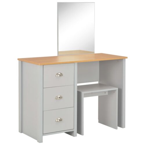 Dressing Table with Mirror Stool Grey 104x45x131cm - Image 2