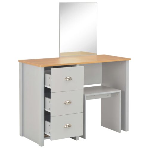 Dressing Table with Mirror Stool Grey 104x45x131cm - Image 3