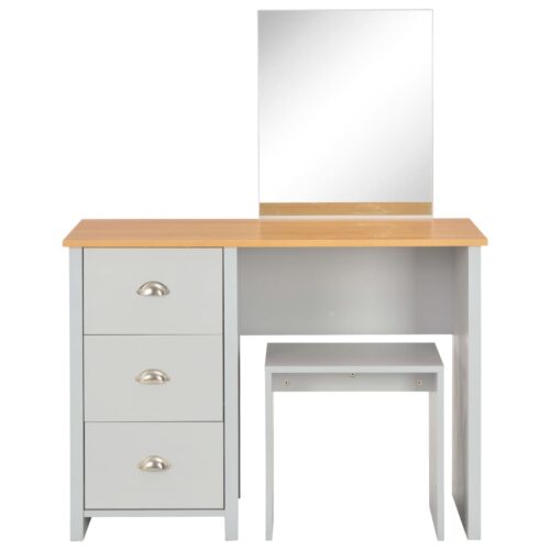 Dressing Table with Mirror Stool Grey 104x45x131cm - Image 4