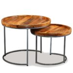 2-Piece Set Nesting Solid Wood Coffee Tables Timber Lounge Sofa Side Lamp Stand