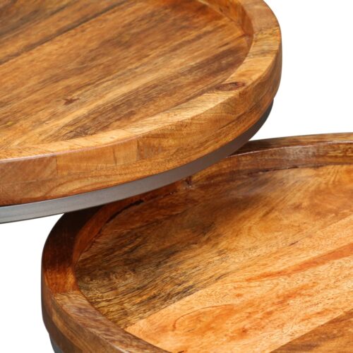 2-Piece Set Nesting Solid Wood Coffee Tables Timber Lounge Sofa Side Lamp Stand - Image 7