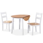 Dining Set 3 Pieces MDF Rubberwood White