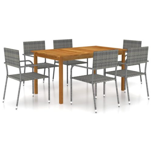 7-Piece Garden Dining Set Grey Outdoor Patio Lounge Furniture