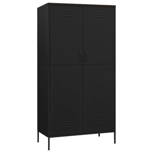 Wardrobe Black 90x50x180cm Steel - Image 2