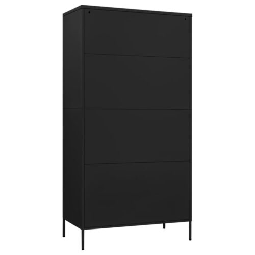 Wardrobe Black 90x50x180cm Steel - Image 5