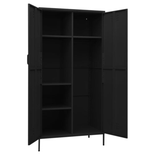 Wardrobe Black 90x50x180cm Steel - Image 6