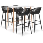 5-Piece Bar Set White Black