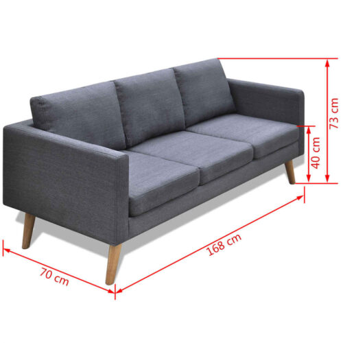 Sofa 3-Seater Fabric Dark Grey - Image 5