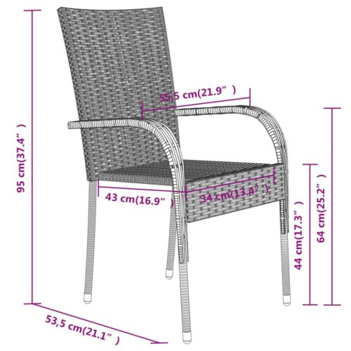 7-Piece Garden Dining Set Grey Black Outdoor Patio Lounge Furniture - Image 8