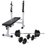 Workout Bench with Weight Rack Barbell Dumbbell Set 60.5kg