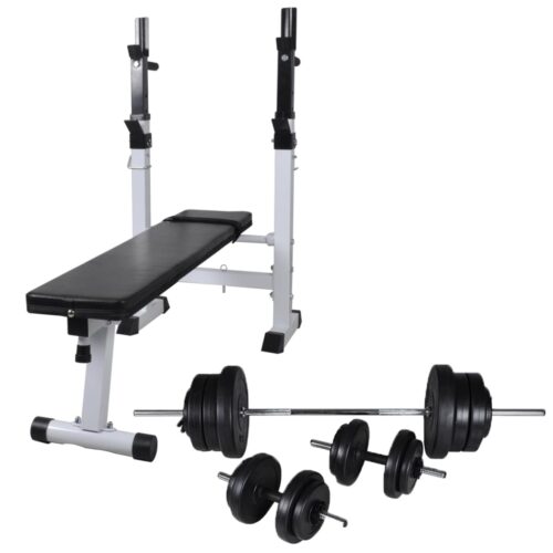Workout Bench with Weight Rack Barbell Dumbbell Set 60.5kg - Image 10