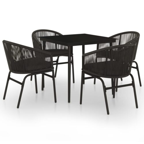 5-Piece Outdoor Dining Set Garden Patio Bistro Chairs Table Lounge Black Steel