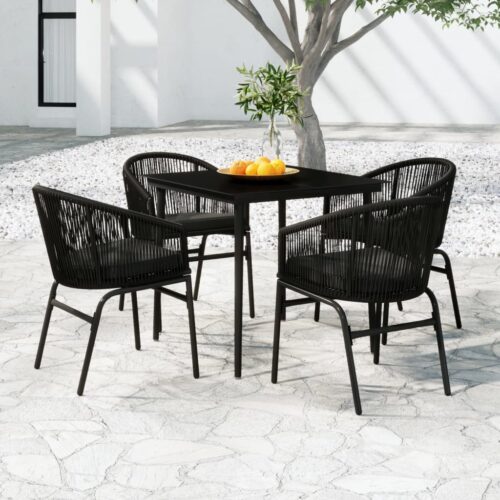 5-Piece Outdoor Dining Set Garden Patio Bistro Chairs Table Lounge Black Steel - Image 9