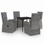 5-Piece Garden Dining Set with Cushions Grey