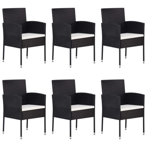 7-Piece Garden Dining Set Poly Rattan Wicker Outdoor Patio Furniture Black - Image 3