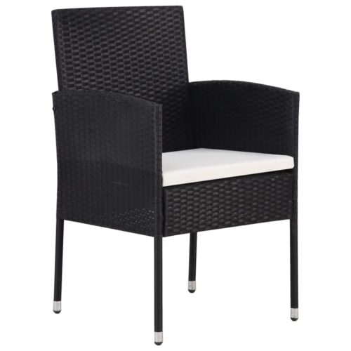 7-Piece Garden Dining Set Poly Rattan Wicker Outdoor Patio Furniture Black - Image 4