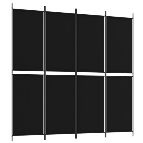 4-Panel Room Divider Black 200x200cm Fabric - Image 2