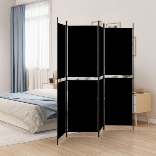 4-Panel Room Divider Black 200x200cm Fabric - Image 9