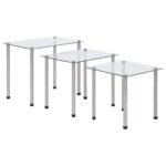 3pcs Set Tempered Glass Nesting Coffee Tables Sofa Lounge Side Storage Stand