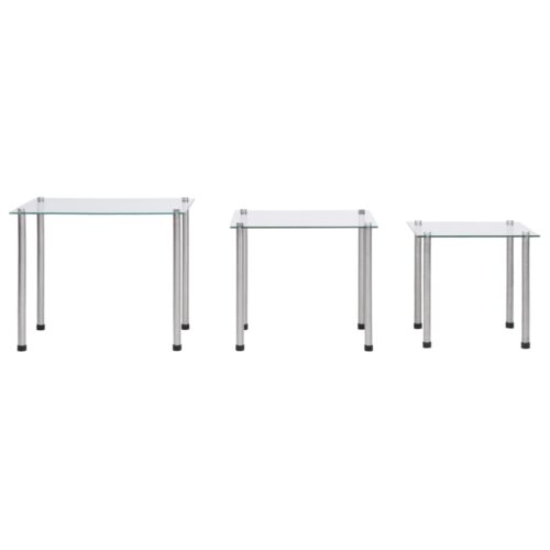 3pcs Set Tempered Glass Nesting Coffee Tables Sofa Lounge Side Storage Stand - Image 2